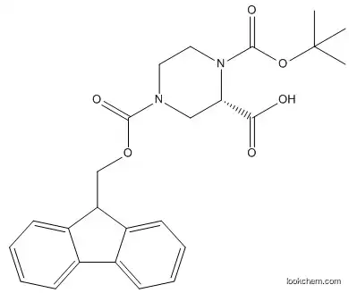 Molecular Structure of 1034574-30-5 ((S)-1-N-BOC-4-N-FMOC-PIPERAZINE-2-CARBOXYLIC ACID)